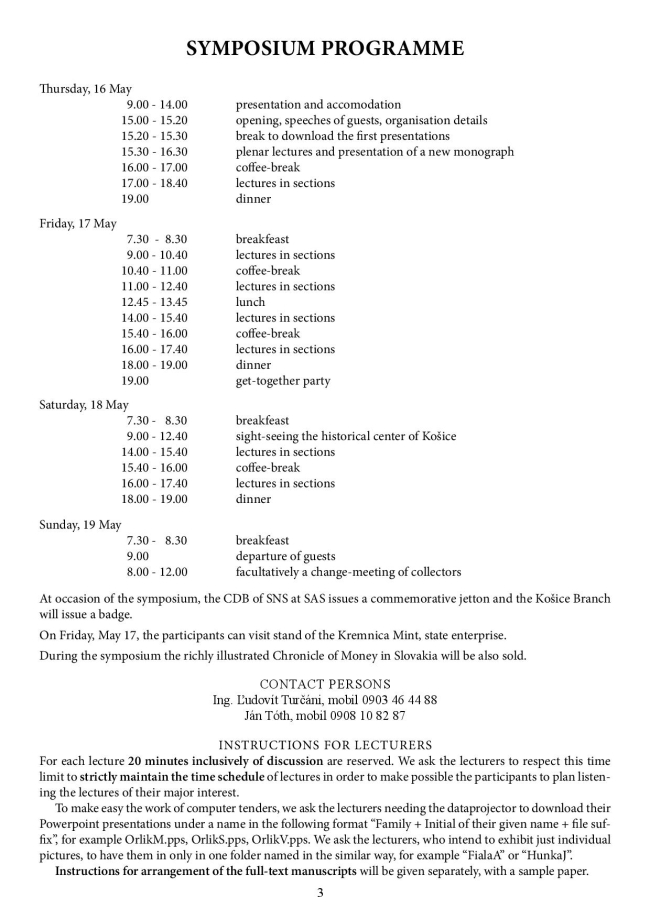 Invitation to International NUMISMATIC SYMPOSIUM Money, Economy and society 003