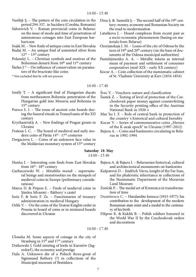 Invitation to International NUMISMATIC SYMPOSIUM Money, Economy and society 007
